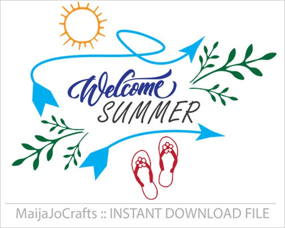 Download Welcome summer SVG Cricut cutting file DXF PNG instant