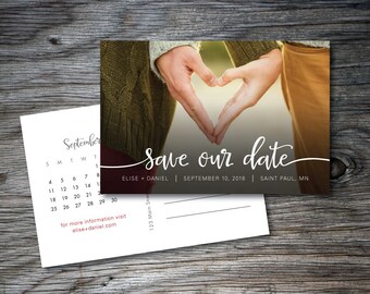 Save Our Date Postcard, Printable, Save the Dates, Calendar, Script Font, DIY, Custom, Photo Card, Save our Dates, Digital File, DIY