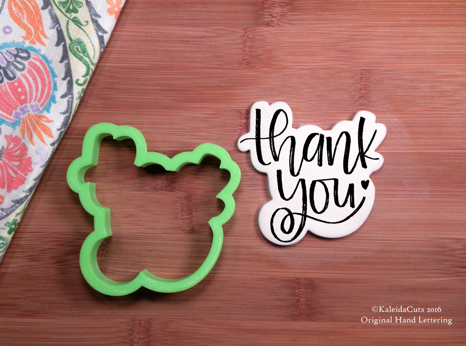 Thank You Cookie Cutter. Hand Lettered Cookie Cutter. Wedding