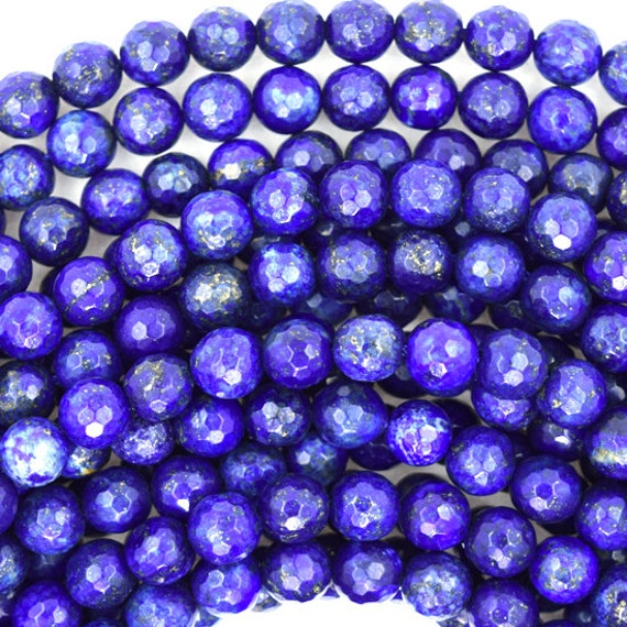 8mm Faceted Blue Lapis Lazuli Round Beads 15 Strand By Eaglebeadz
