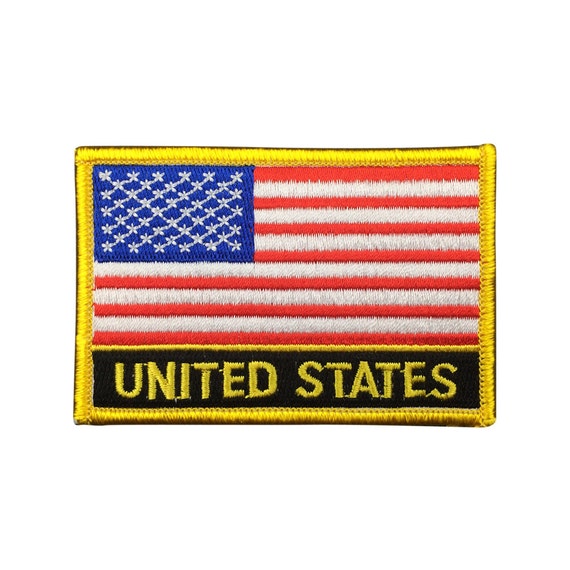 United States of America Flag Patch US Embroidered Patch Gold