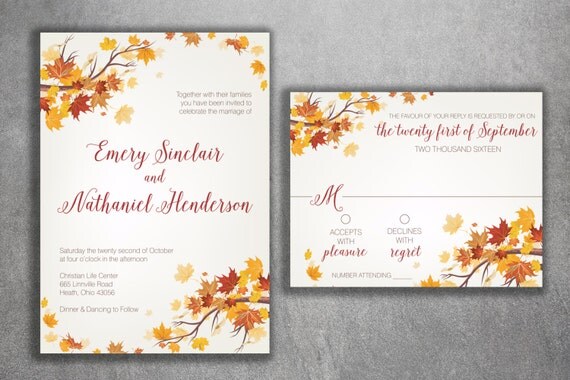 Affordable Fall Wedding Invitations 2