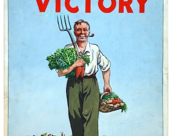 Vintage Dig on For Victory War Poster Print