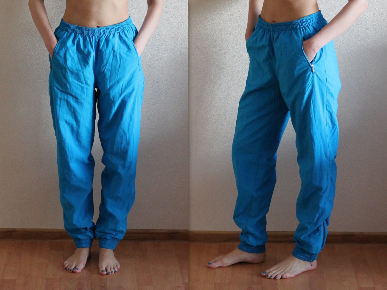 turquoise track pants