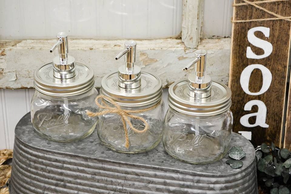 Mason Jar Soap Dispenser Rustic Bathroom decor Rustic