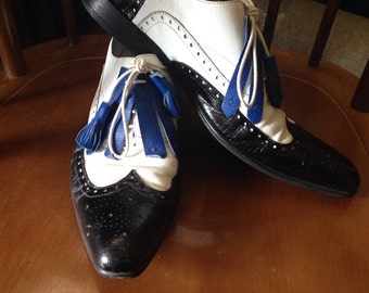 Unique Vintage Spectator Shoes with Suede Tassel Vintage 1990's Retro Rockabilly
