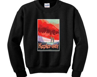 NASA Visions of the Future Keplar 186f Sweatshirt Space Travel Poster Space Science Sci-Fi Jumper Birthday Present Gifts for Men NASA Sweat
