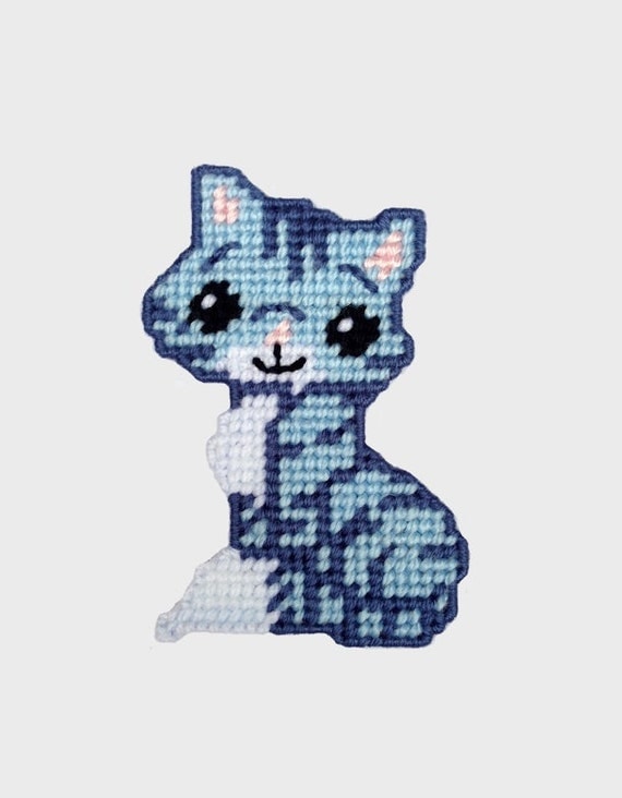 Blue Kitty Cat Plastic Canvas Pattern Instant Downloadeasy