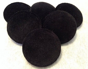 Black Buttons, Velvet Buttons, Fabric Covered Buttons, 25mm, Large Buttons, Shank, or, Loop Back Buttons, Coat Buttons, Upholstery Buttons
