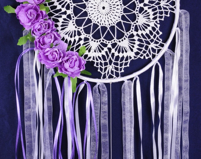 Dreamcatcher white Dream Catcher roses Dreamcatcher New violet Dream сatcher gift idea dreamcatchers boho violet dreamcatcher wall handmade