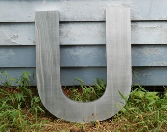 Marquee Sign Letter U - 22.5" tall Stainless Steel 3 Dimensional Letter for Wall Decoration / Decor - 22.5" X 18.756" X 1.5" P-1