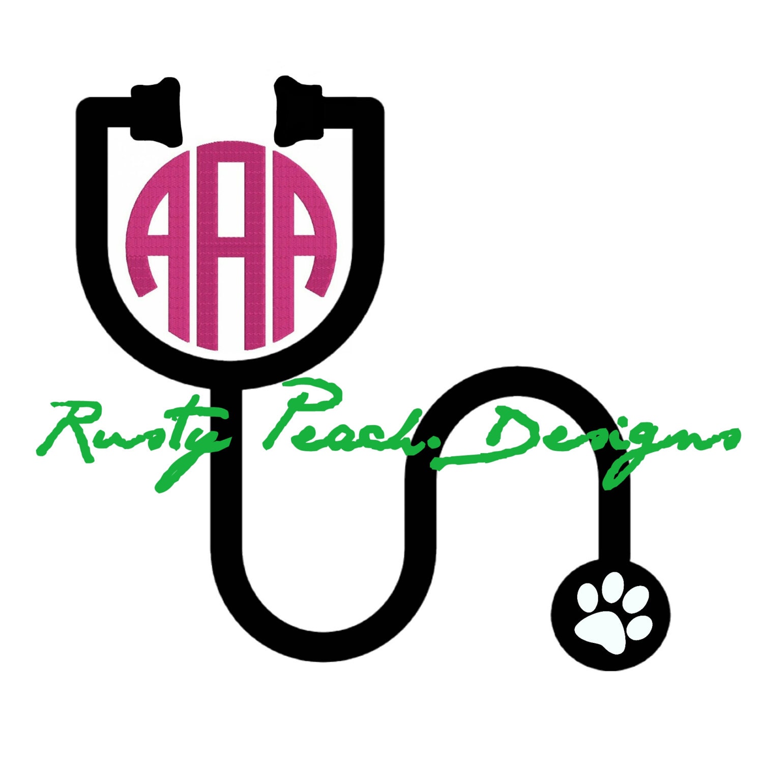 Veterinary Stethoscope Monogram Vinyl Decal Circle Font Your