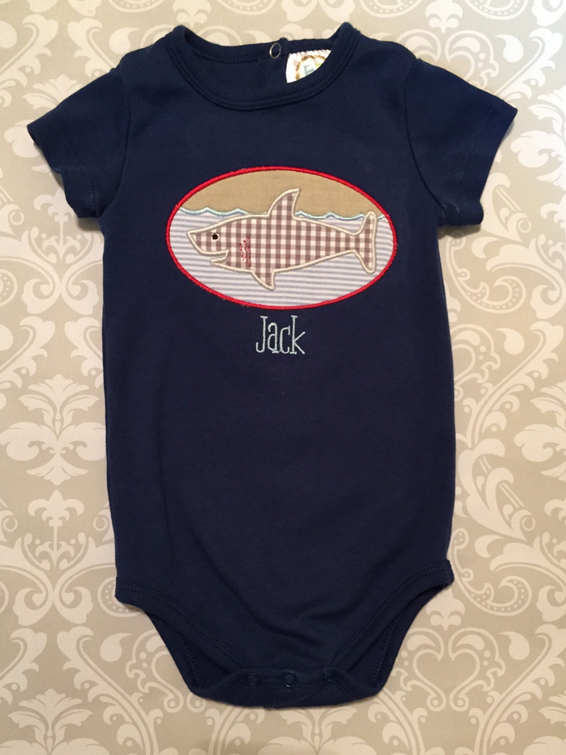 embroidered shark shirt