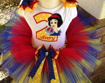 Snow White Princess Birthday Tutu Outfit Dress Set Handmade