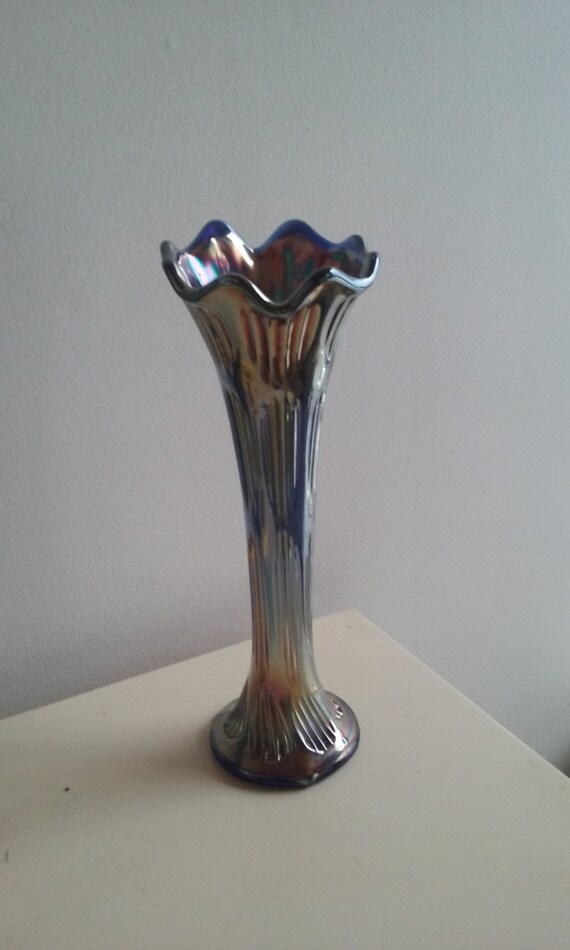 Fluted Carnival Glass Vase