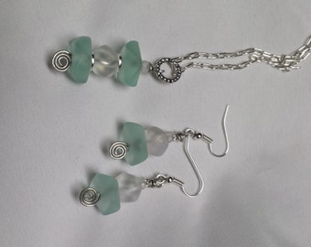Seaglass Necklace & Earrings