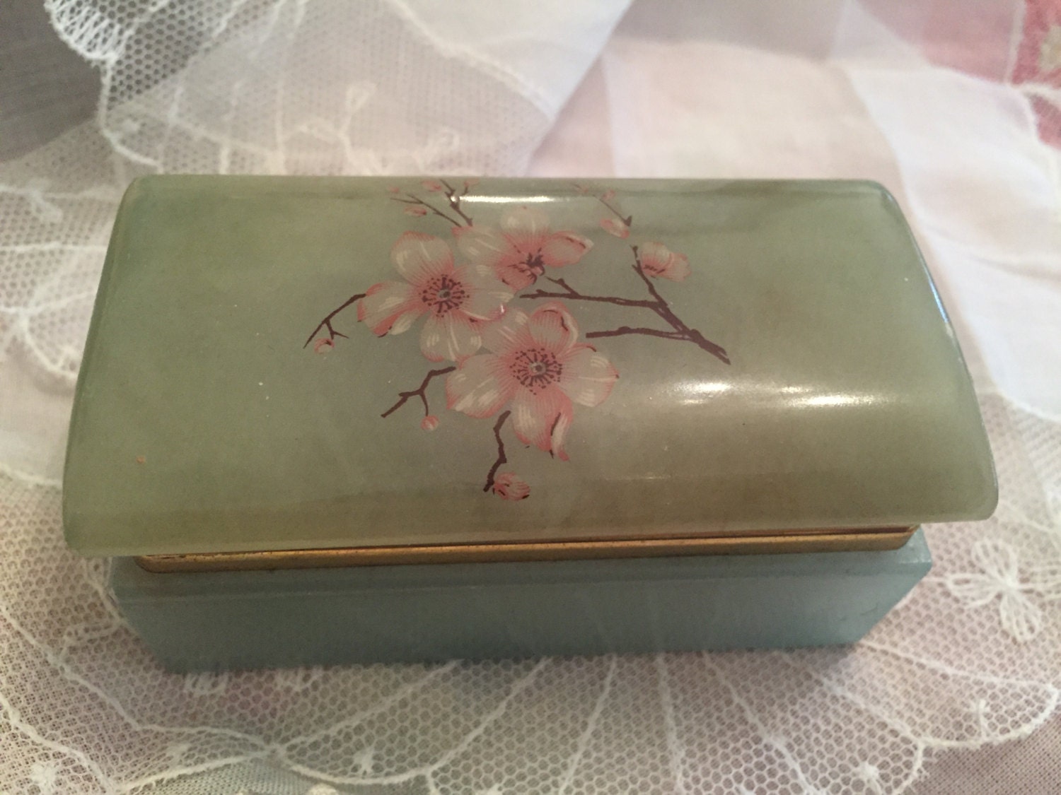 Alabaster Italian Trinket Box Vintage Hand Carved Alabaster