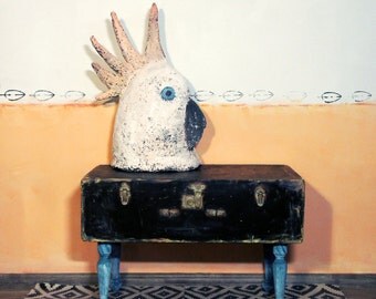 Parrot... sculpture retro style big head cockatoo