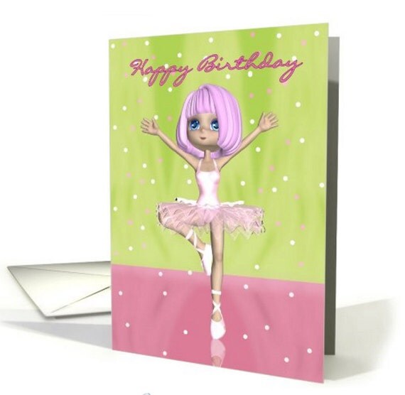 Ballet Dancer Birthday Card Ballerina Birthday card a