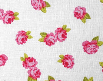 Miniature rose (white) - cotton fabric with small rose - 0, 5 m