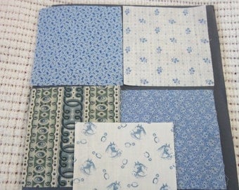 Five 19th Century Prussian Blue Fabric Swatches