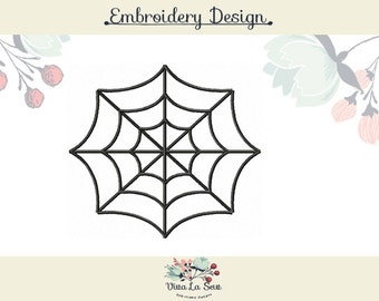 Spider Web Halloween Satin Stitch Embroidery Design