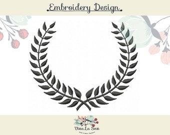 Laurel Wreath Satin Stitch Four Sizes - Machine Embroidery Design