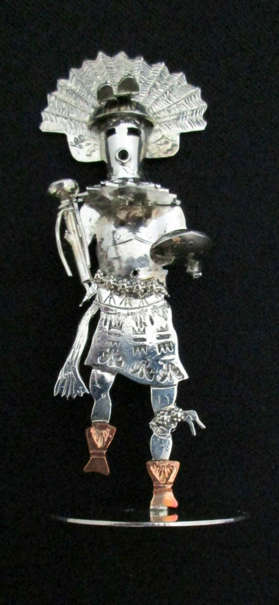 Navajo Silver Kachina Statue MEDICINE MAN Signed C.G. Hand