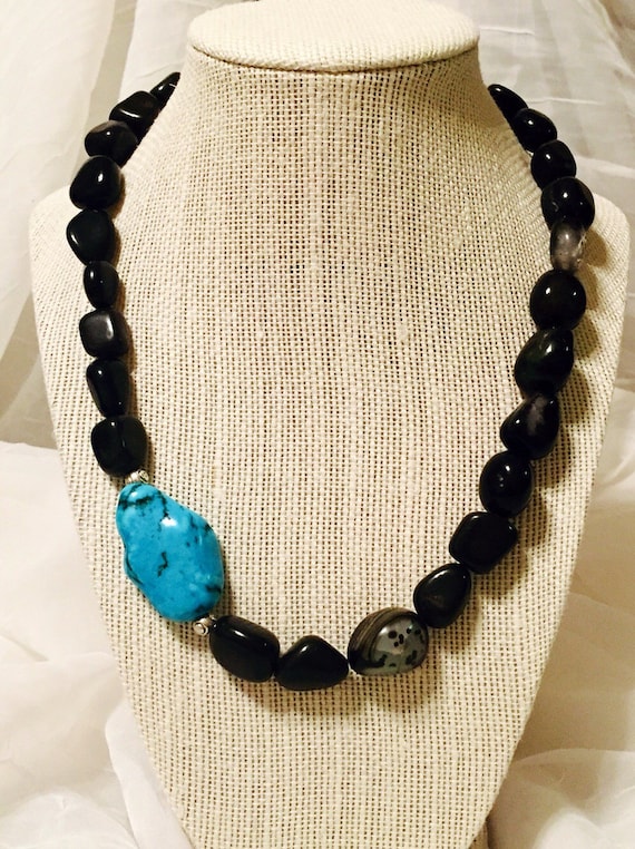 18 Black and Turquoise Necklace Western Wear Jewelry