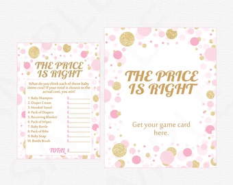 Pink and Gold Baby Shower Games The Price is Right Baby Shower Game + Sign - Price is Right Game, INSTANT DOWNLOAD PRINTABLE Girl Cb0003-pg
