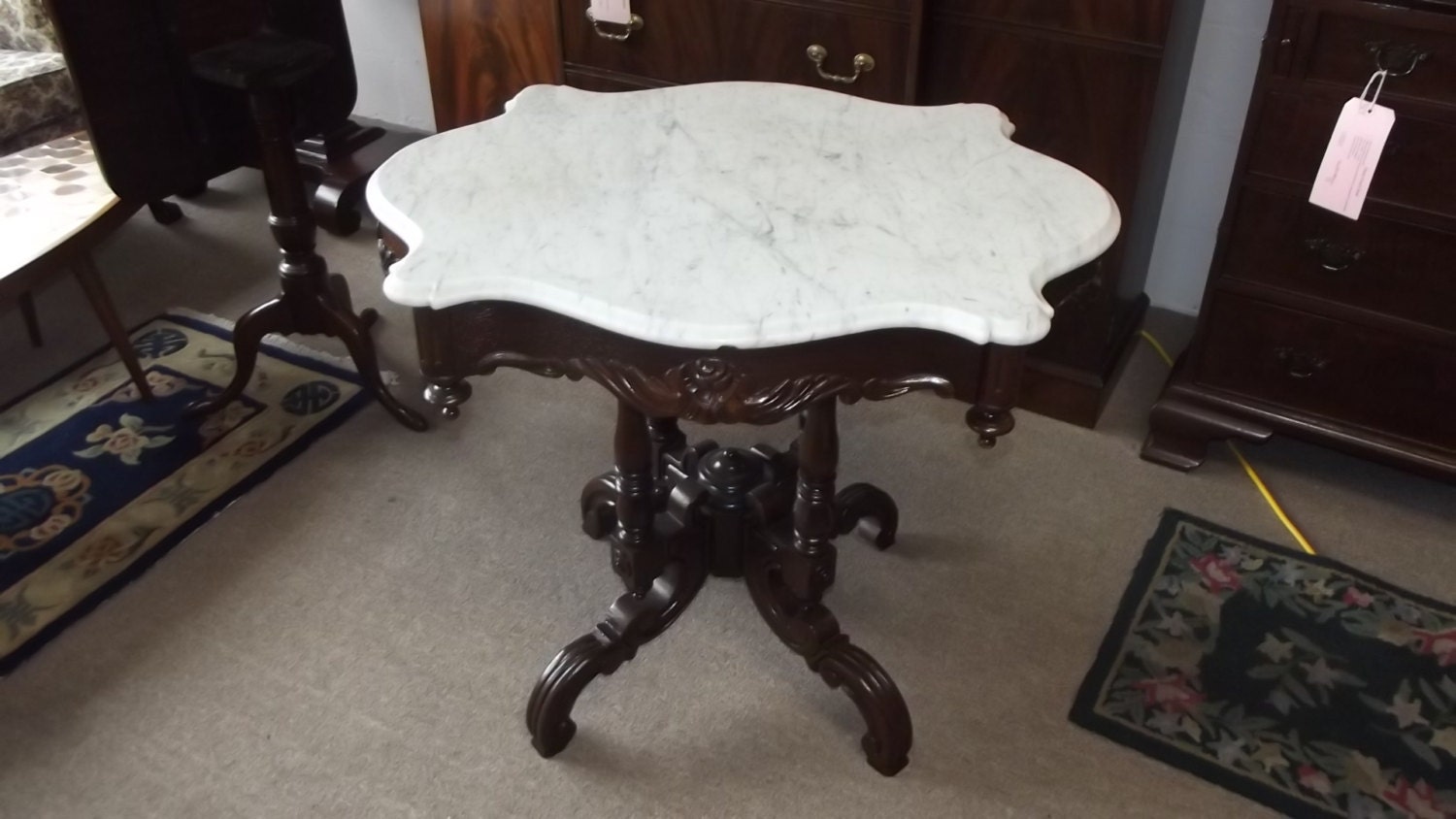 Victorian Marble Top Table by AntiqueAccentsInc on Etsy