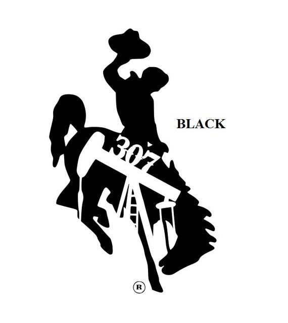 6 Wyoming 307 Bucking Horse w/ pump jack Vinyl Decal