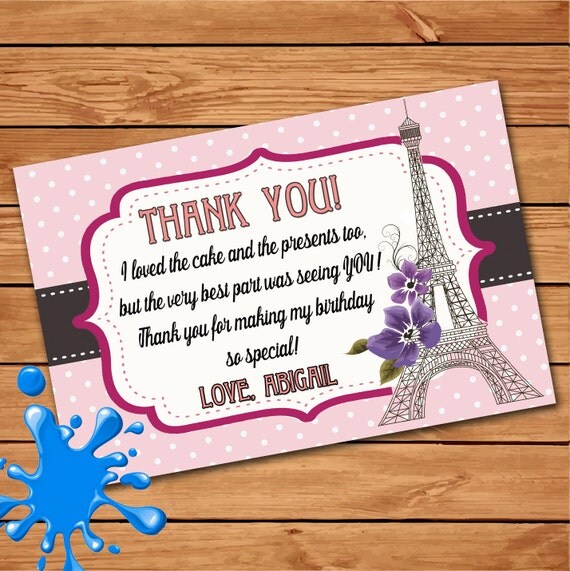 Paris Thank You Card paris theme paris party paris