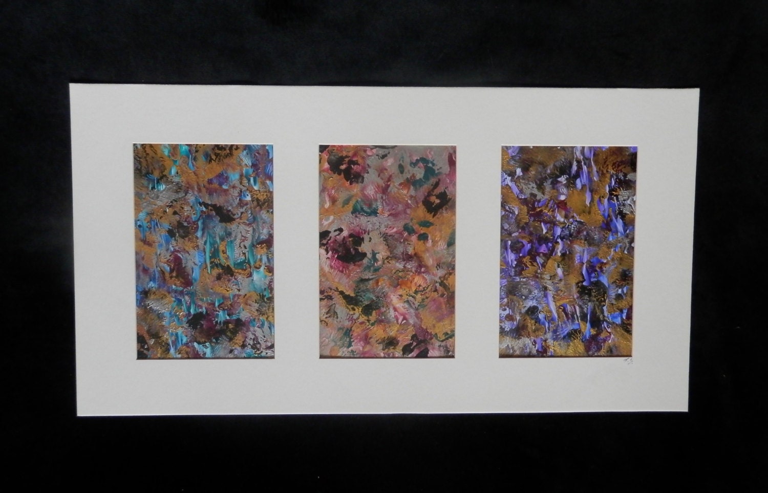 Original Abstract Triptych Painting Modern Wall Art