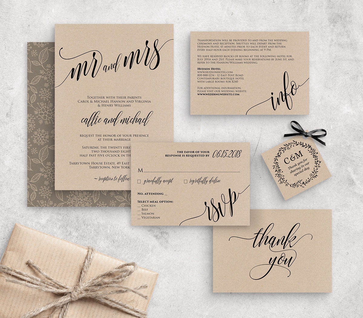 Wedding Invitation Template, Instant Download, Rustic ...