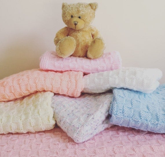 Handmade Knitted Baby Blanket by SoftDreamsKnittingCo on Etsy