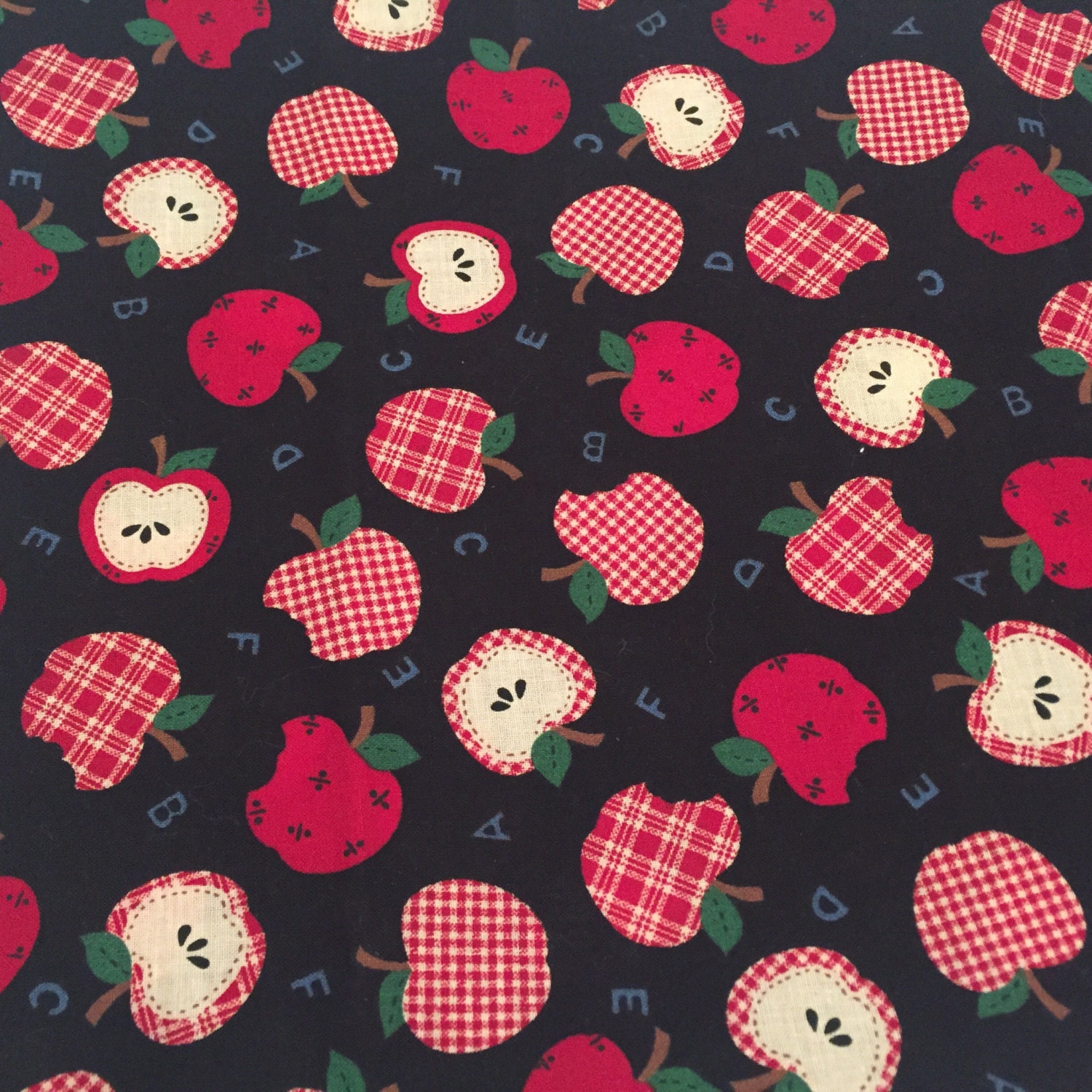 Country Apple Fabric by Cranston Fabric from JennysVintageStore on Etsy