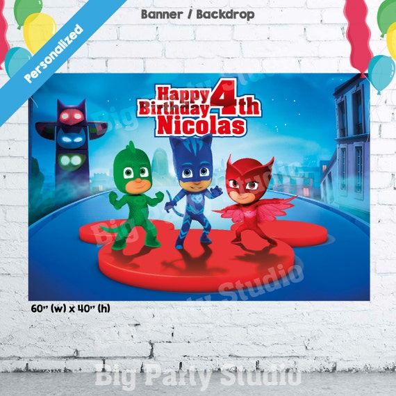 PJ Masks Banner PJ Masks Birthday Backdrop PJ by Bigpartystudio