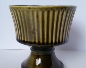 Glossy Olive McCoy Floraline Vase/Candy Dish