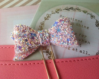 Planner clip, paper clip, planner clip, glitter bow clip, glitter bow paperclip