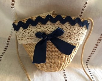 Items similar to Vintage 1950's Basket Purse, Straw purse, Rattan ...