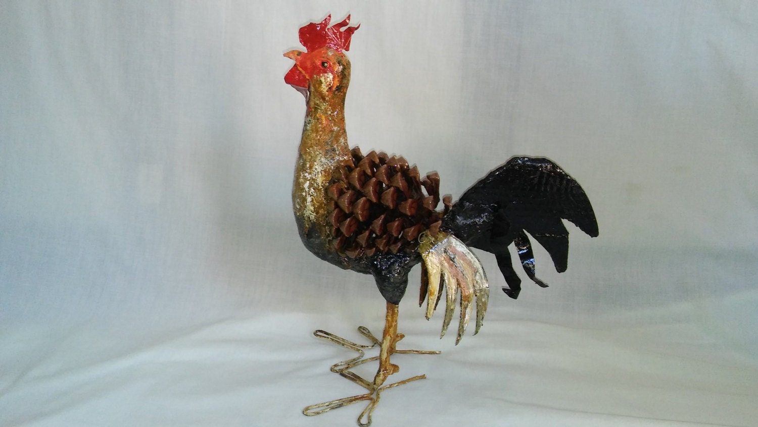 Handmade Rooster Natural Pine Cone Home by HandmadeAfricaCrafts