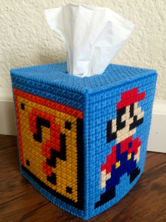 Items similar to Handmade Super Mario Bros Tissue Box Cover on Etsy