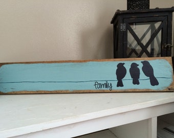 Birds on a Wire - Bird Family Sign - Distressed Bird Family Sign - Family & Birds