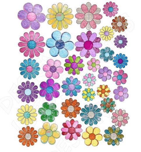 flower frenzy printable sticker sheet 36 different colors and