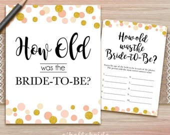 How Old Was The Bride To Be Ivory Bridal Shower Game - Guess The Bride's Age Game - Printable Gold Bridal Shower Game - 020