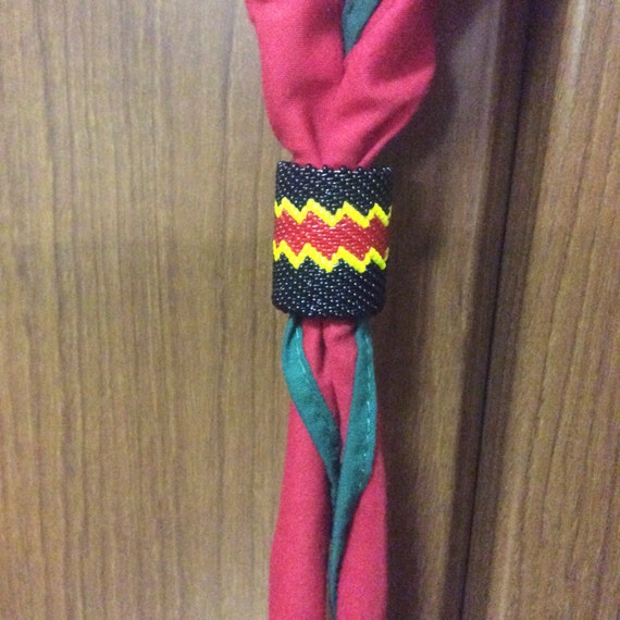 Neckerchief Slide for Boy Scout Hand Beaded by TwoFeatherCrafts