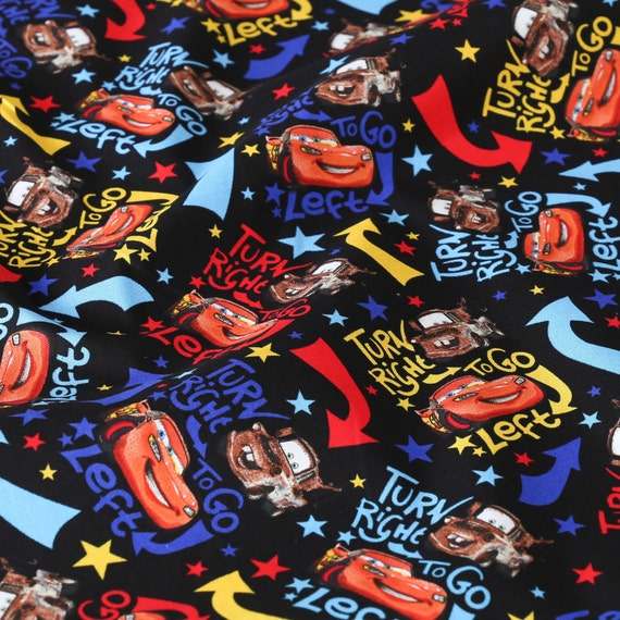 Disney Cars Turn right to go left 100 cotton 43 fabric