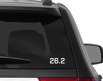 Marathon or Half Marathon (26.2 or 13.1) White Vinyl Car Window Decal - Multiple Fonts Available