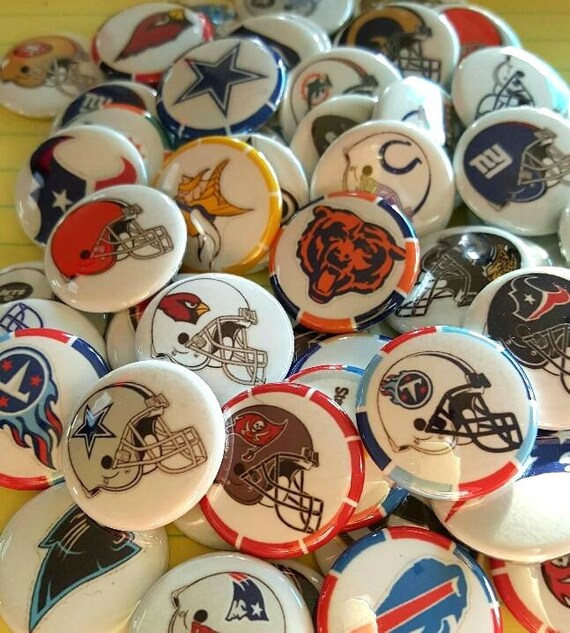 15 Football Team Flat Back and pinback Buttons you pick